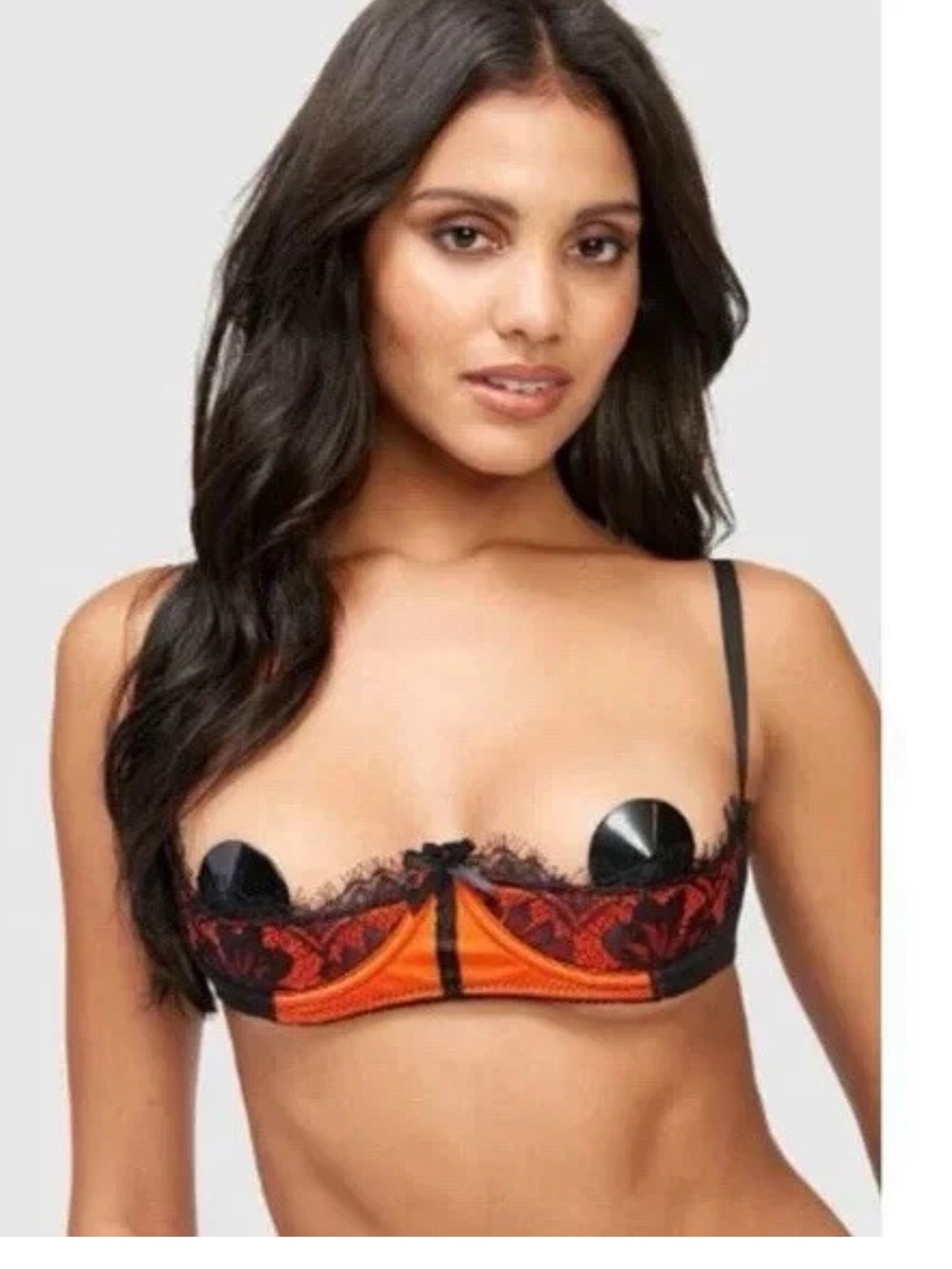 Frederick's of Hollywood Lux Satin Lace Open Cup Underbust Bra Shelf Bra 18 NWT